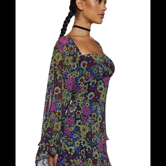 Dolls Kill Current Mood NWT It's A Wild World Mini Dress Floral Sz S - Picture 7 of 8